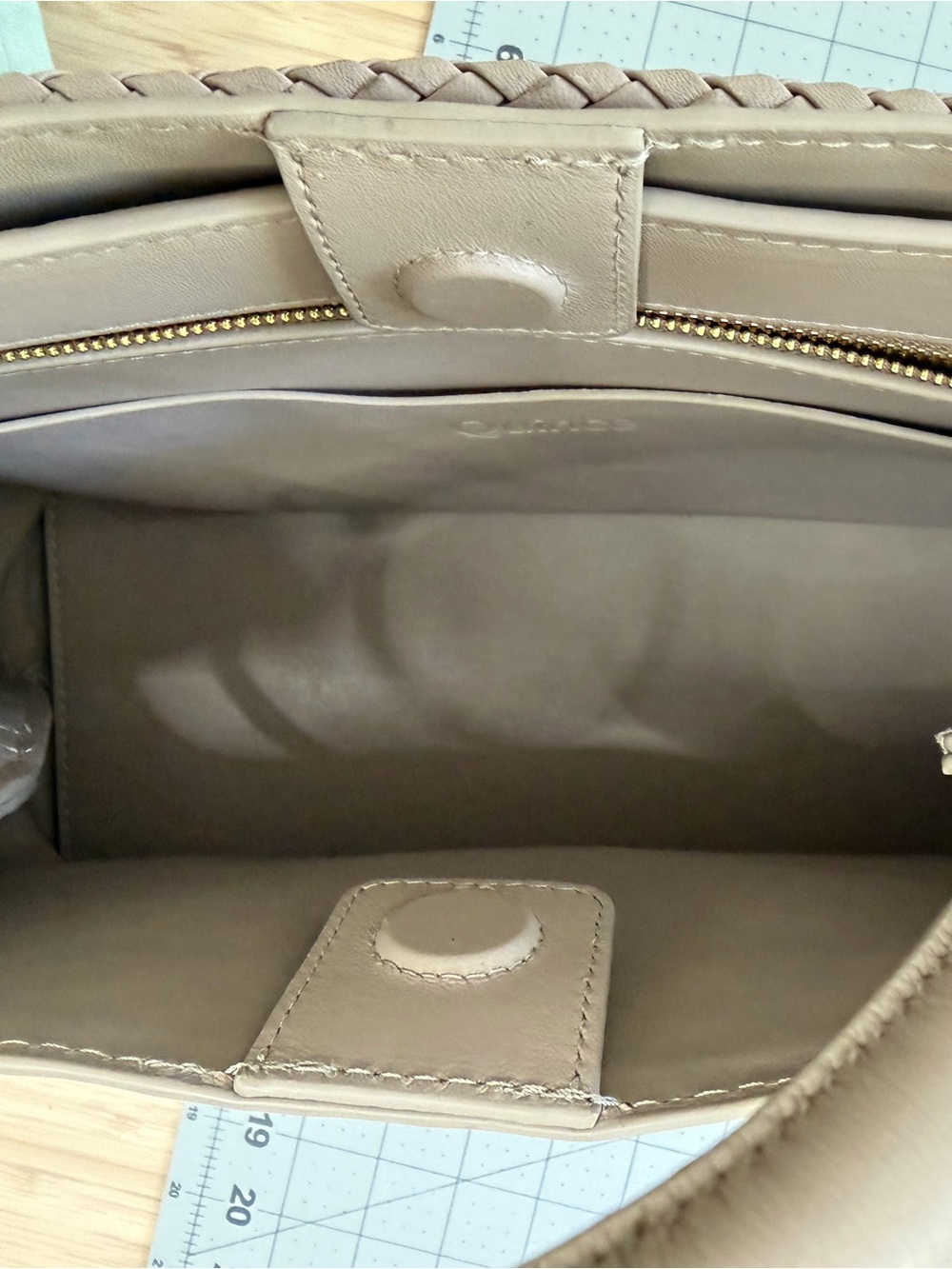 Quince Taupe Woven Leather Tote with Braided Straps - Picture 11 of 12